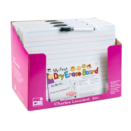 Charles Leonard My First Dry Erase Board w/Marker, Plain/Lined, White, PK12 35220-ST